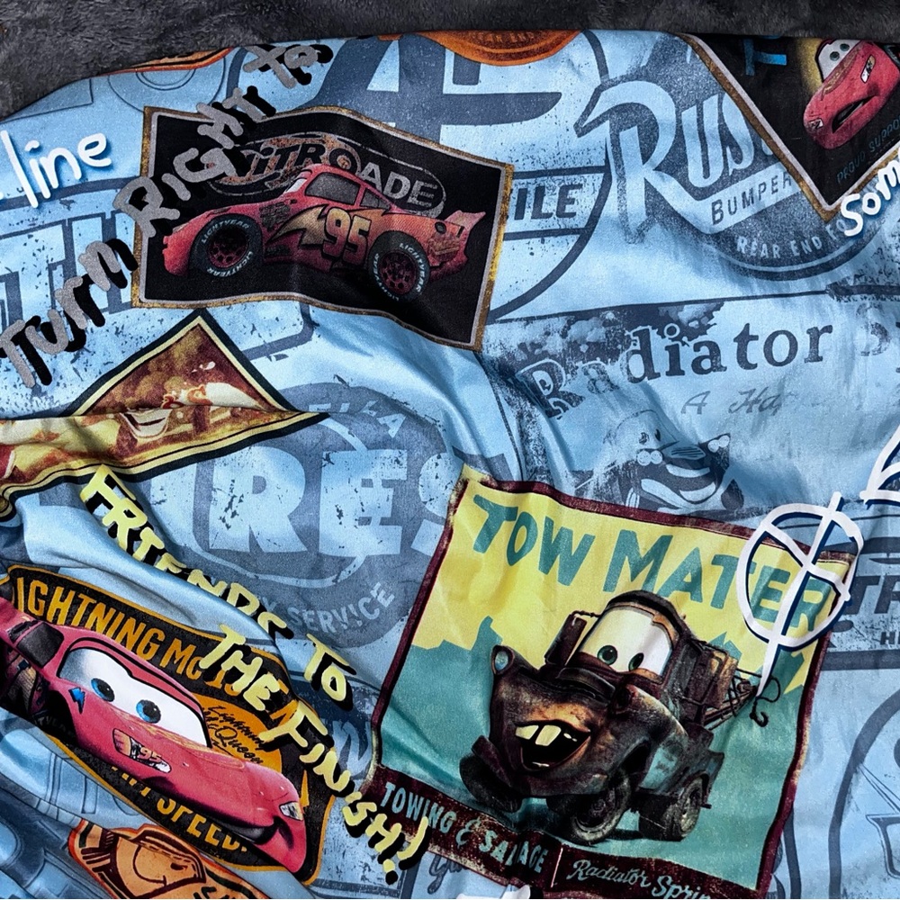Disney Cars  2 pc Sheet Set Lightning McQueen Mater Fitted & Flat - Picture 8 of 9